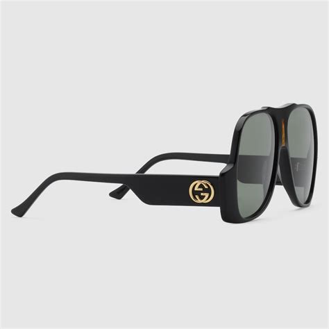 gucci occhiali neri uomo sole aviator|Altro.